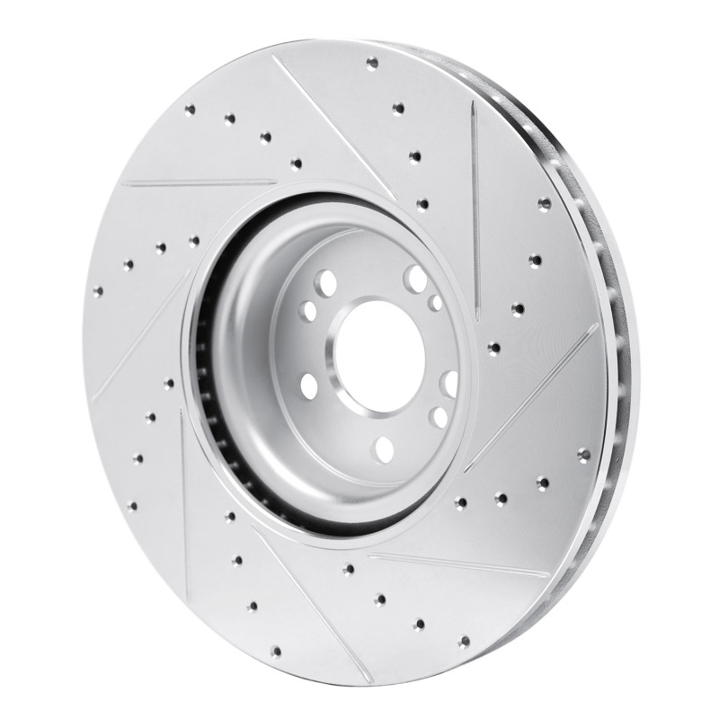 Mercedes-Benz GLE350 Brake Rotor (1) - Front Left - R1 Concepts - Drilled & Slotted - Silver - `20-`26